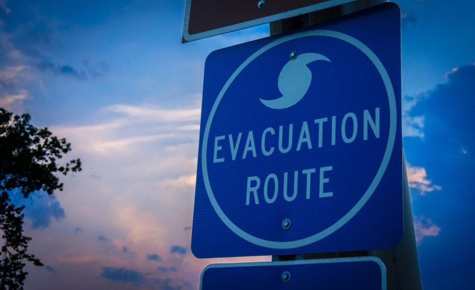 A hurricane evacuation route sign.