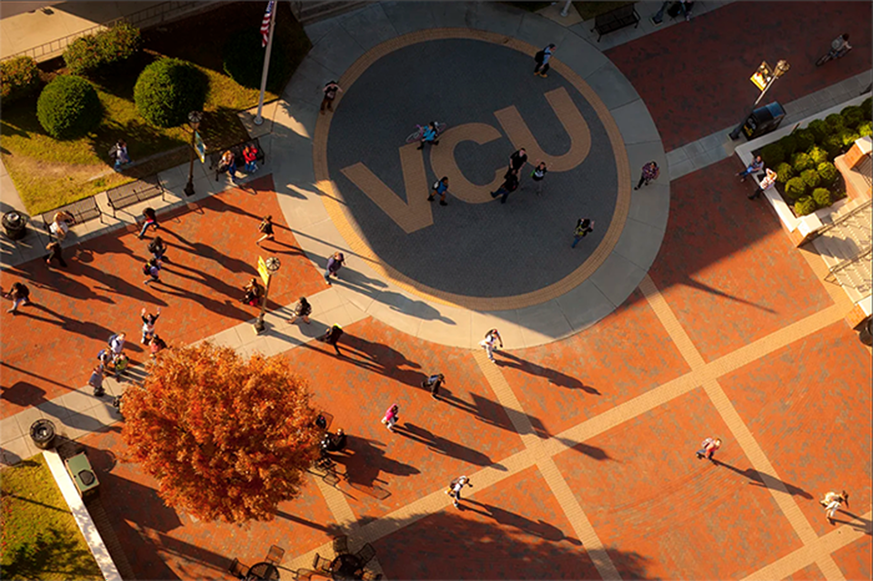 An aerial view of VCU's Campus